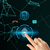 Fingerprint style call screen theme, caller ID أيقونة