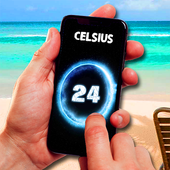 Thermometer with room temperature icon