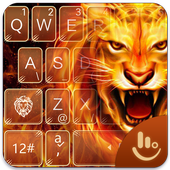 النار الأحمر هدير لوحة المفاتيح الأسد الموضوع أيقونة