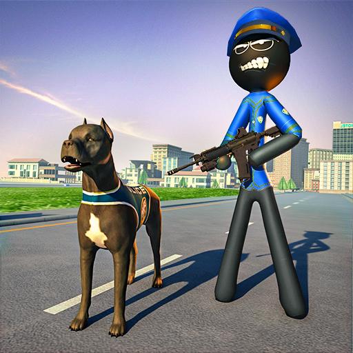 simulateur de chien de police stickman crime chase icon