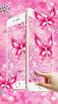Pink Glitter Diamond Butterfly Theme screenshot 5