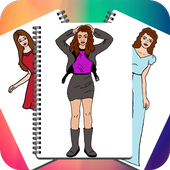 Fashion Style Drawing Girls أيقونة