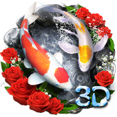 Lively 3D Rose Fish Theme أيقونة