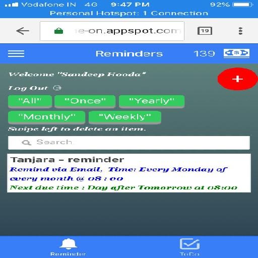 Reminder via phone call and sms icon
