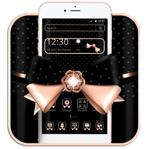 Black Rosegold Bow Theme icon