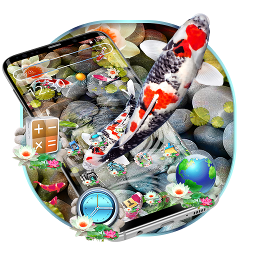 ikon Air Batu Pola Ikan Koi Tema