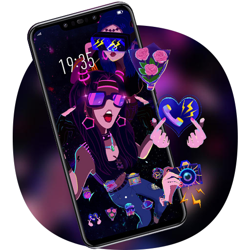 Dark Colorful Neon Club Songstress redmi 6A Theme icon