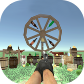 Botella de vidrio de disparo e icon