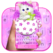 Lovely Pink Kitty Cat Keyboard Theme icon
