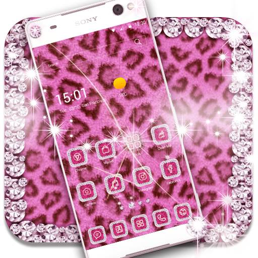 Diamond pink leopard theme icon