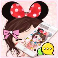 Pink Cute Girl Red Bowknot Theme on 9Apps
