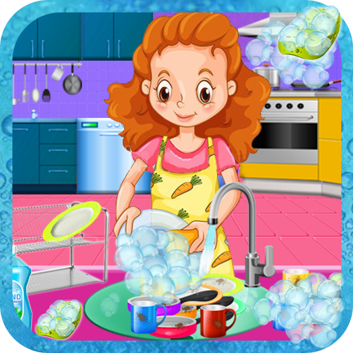 Girls House Dish Washing Kitchen Cleaning Game icon
