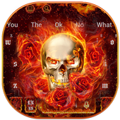 Burning Fire Rose Skull Keyboard icon