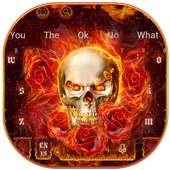 Burning Fire Rose Skull Keyboard