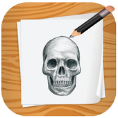 Skulls drawing step by step أيقونة