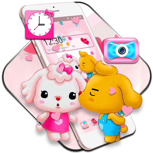 Cute Pink Cartoon Couple Theme icon