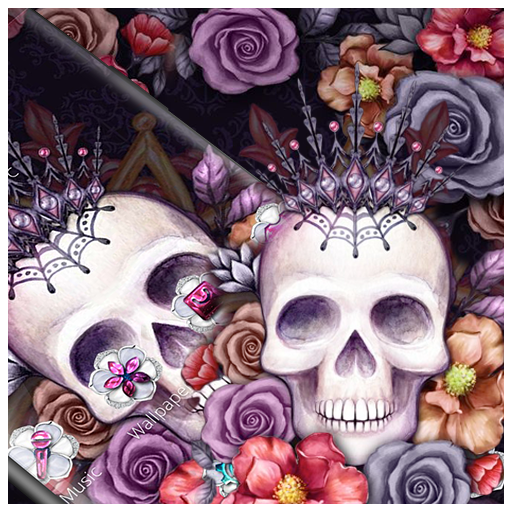 Colorful Flower Skull Fancy Theme иконка