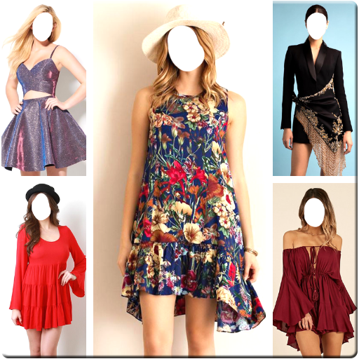 Women mini dress Photo Suit icon