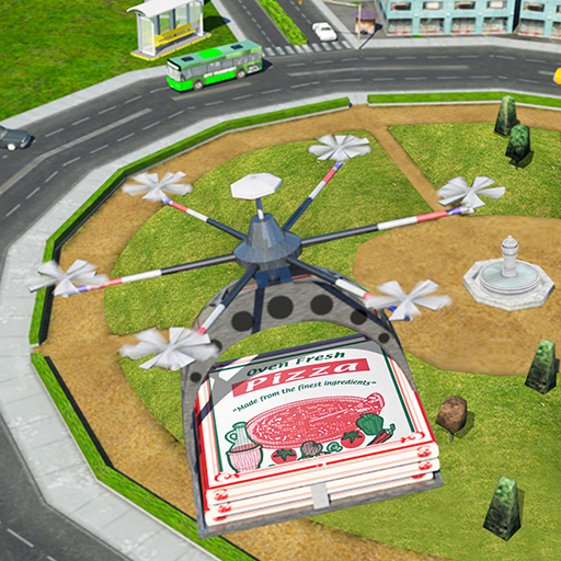 Flying Drone Pizza Delivery 3D icon