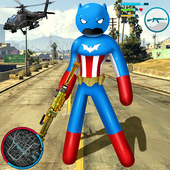 US Bat Capitaine american Stickman Rope Hero icon