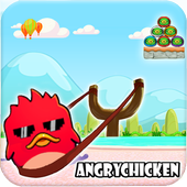 Angry Chicken Knock Down - Hungry Birds Slingshot icon