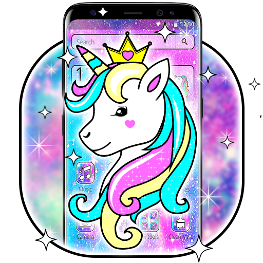 Cute Galaxy Unicorn Launcher Theme icon