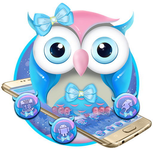 Cute Bowknot Owl Theme आइकन