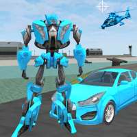 Blue Robot Car Transforme Futuristic Supercar Hero