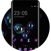Neon theme wallpaper bubbles black flight other icon