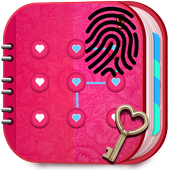 secret diary with fingerprint, lock and password icon