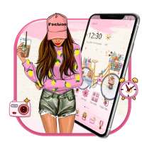 Pink Bicycle Fashion Girl Theme