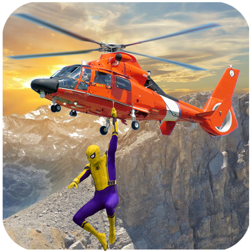 Jeu de d'hélicoptère volant de super-héros icon