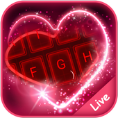 Live Neon Red Heart Keyboard Theme أيقونة