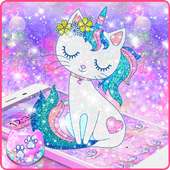 Pink Glitter Unicorn Cat Theme