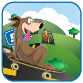 Super dog  jump skateboarding icon