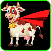Cow in animals farm icon