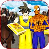 Super Spider Goku Dragon Fight Hero Pizza Delivery