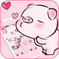 Pink Cute Love Piggy Theme on 9Apps