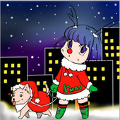 funny dog and girl icon