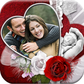 Romantic love photo frame icon