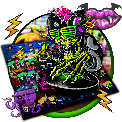 Graffiti Skull DJ Music Keyboard Theme icon