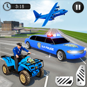 US Police Limousine Car: Truck Transporter Game icon