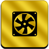 Golden CPU cooler: phone cooler and boost mobile icon
