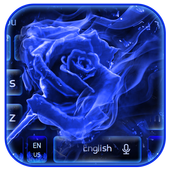 Blue Flaming Fire Rose keyboard Theme icon
