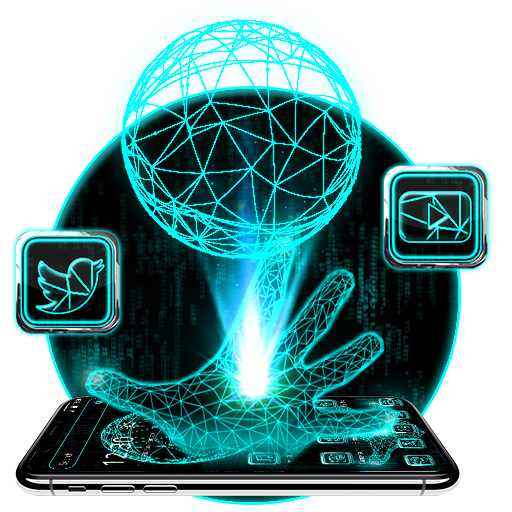 Neon Blue Technology Launcher Theme icon