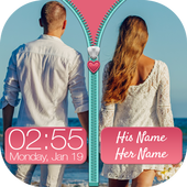 Couple Photo Zipper Lock Screen icon