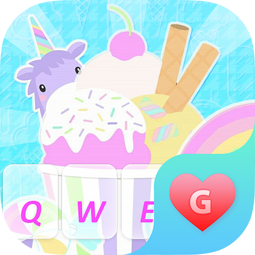 Rainbow Unicorn Ice Cream Keyboard Theme for Girls icon