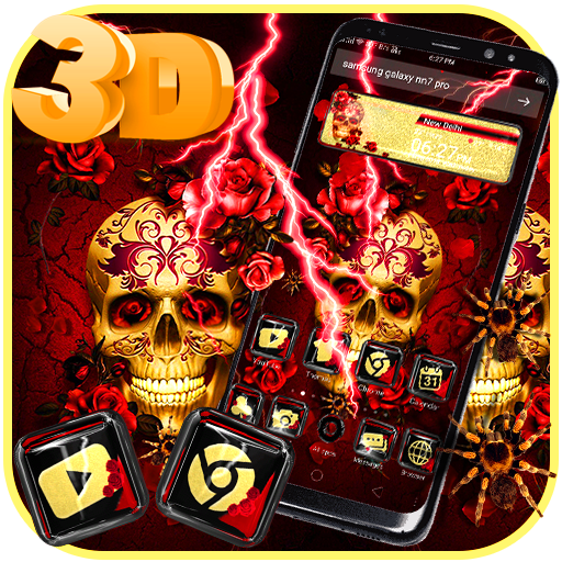 Skull Glass Tech 3D Theme 💀 icon