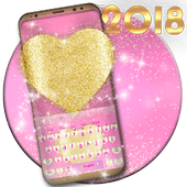 Pink Gold Glitter Heart Keyboard أيقونة