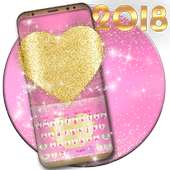 Pink Gold Glitter Heart Keyboard on 9Apps